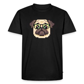 Pug Hipster Pixel Art Dog Lovers - Men's Premium Organic T-Shirt - black - Front - Nico (187cm)