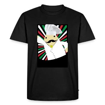 Pingu Rudi the cook - Men's Premium Organic T-Shirt - black - Front - Nico (187cm)