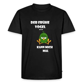 der frühe Vogel - Männer Premium Bio T-Shirt - Schwarz - Vorne - Nico (187cm)