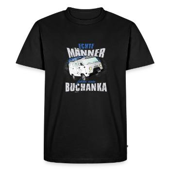 real men drive a buchanka - Men's Premium Organic T-Shirt - black - Front - Nico (187cm)