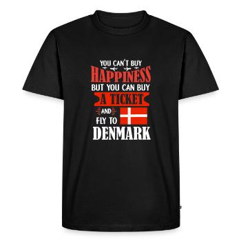 Denmark flight ticket T-shirt home - Men's Premium Organic T-Shirt - black - Front - Nico (187cm)