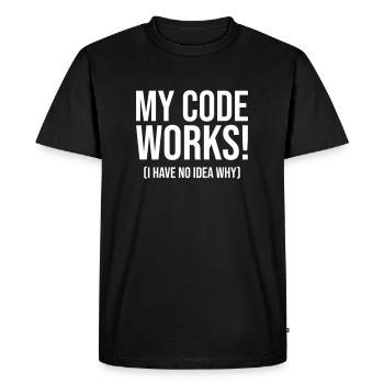 My code works! (I have no idea why) - Men's Premium Organic T-Shirt - black - Front - Nico (187cm)