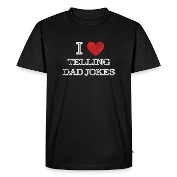J’ADORE RACONTER DES BLAGUES À PAPA - T-shirt Premium bio Homme - noir - Devant - Nico (187cm)