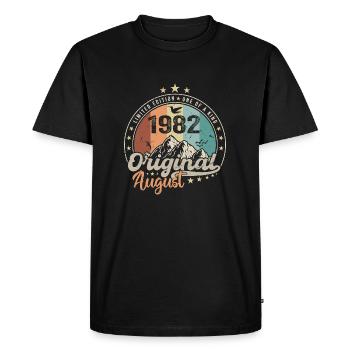 Août 1982 Cadeau D'anniversaire Août 1982 Vintage - T-shirt Premium bio Homme - noir - Devant - Nico (187cm)