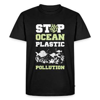 Le plastique sauve l’océan - T-shirt Premium bio Homme - noir - Devant - Nico (187cm)