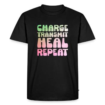 Charge Transmit Heal Repeat Spiritual healer Reiki - Men's Premium Organic T-Shirt - black - Front - Nico (187cm)