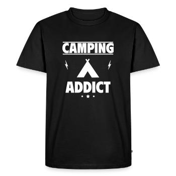 Accro du camping - T-shirt Premium bio Homme - noir - Devant - Nico (187cm)
