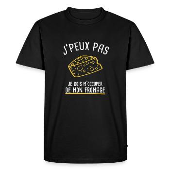 J'peux pas.. Fromage / Fromager / Cadeau Métier - T-shirt Premium bio Homme - noir - Devant - Nico (187cm)