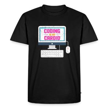 Coding is my cardio - Men's Premium Organic T-Shirt - black - Front - Nico (187cm)