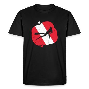 Red White Diving Flag Harpoon Hunting Diver - Men's Premium Organic T-Shirt - black - Front - Nico (187cm)