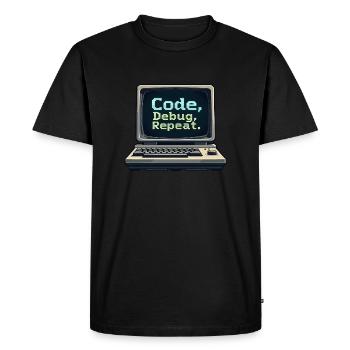 Code Debug Repeat - Software Engineer - Men's Premium Organic T-Shirt - black - Front - Nico (187cm)