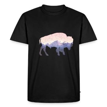 Bison utilisé look - T-shirt Premium bio Homme - noir - Devant - Nico (187cm)