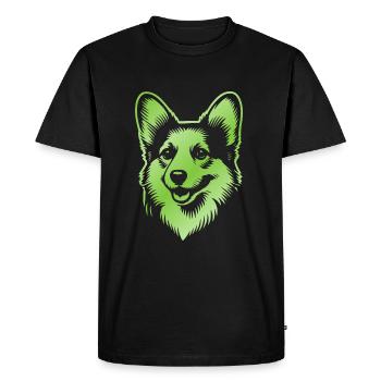 Corgi dessin tête de chien vert - T-shirt Premium bio Homme - noir - Devant - Nico (187cm)