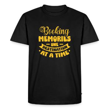 Booking memories one destination at a time - Men's Premium Organic T-Shirt - black - Front - Nico (187cm)