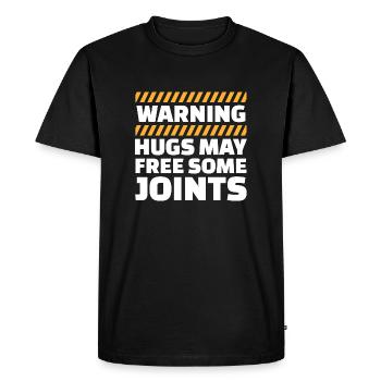 warning hugs may free some joints Design - Men's Premium Organic T-Shirt - black - Front - Nico (187cm)