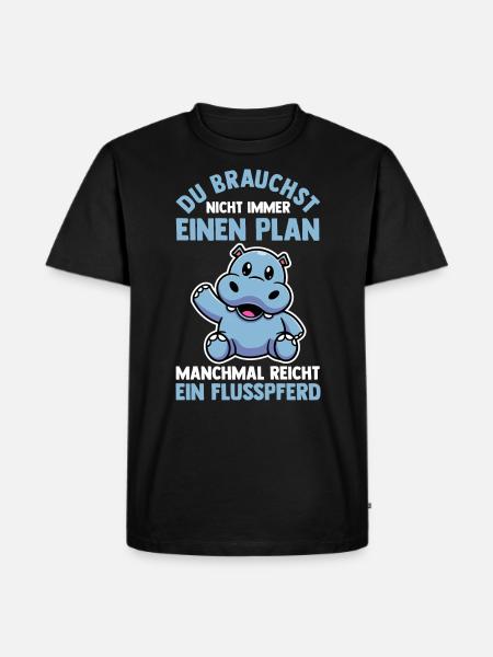 Nilpferd Flusspferd - Männer Premium Bio T-Shirt - Schwarz