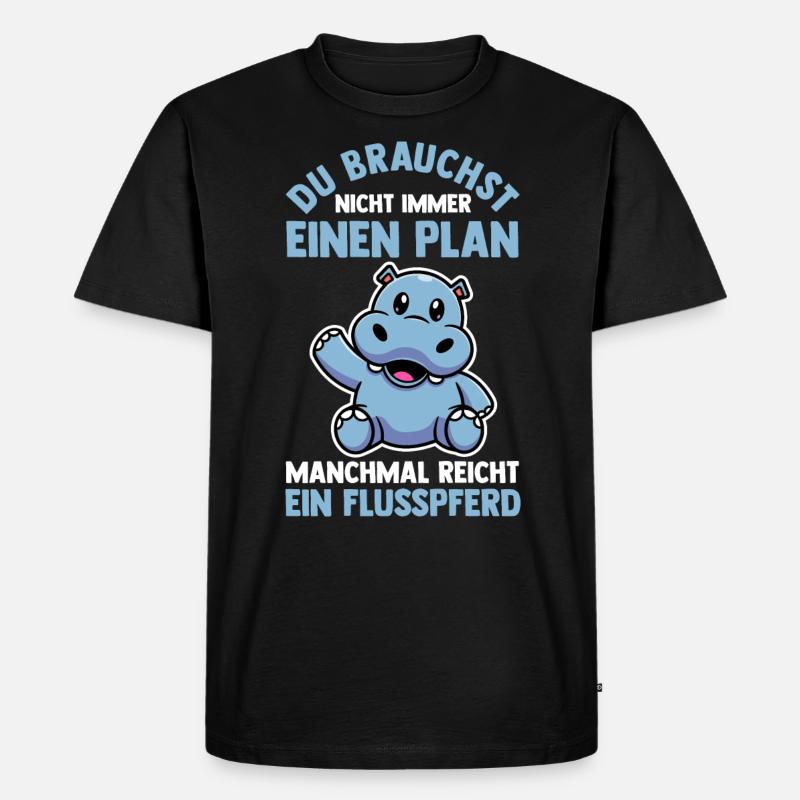 Nilpferd Flusspferd - Männer Premium Bio T-Shirt - Schwarz
