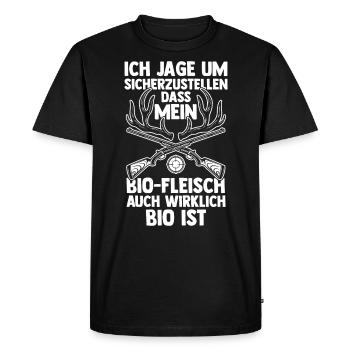 Chasse, Chasse, Cerf, Chasse, Sanglier, Chasseur, Chasseur - T-shirt Premium bio Homme - noir - Devant - Nico (187cm)