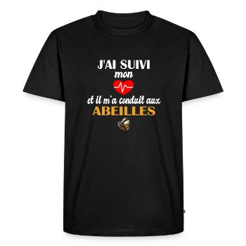 J'ai suivi mon coeur et il m'a conduit auxabeilles - T-shirt Premium bio Homme - noir - Devant - Nico (187cm)