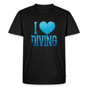 J’aime la plongée sous-marine Océan Explorateur sous-marin - T-shirt Premium bio Homme - noir - Devant - Nico (187cm)