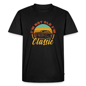 Je ne suis pas vieux, je suis une voiture Hot Rod vintage classique - T-shirt Premium bio Homme - noir - Devant - Nico (187cm)