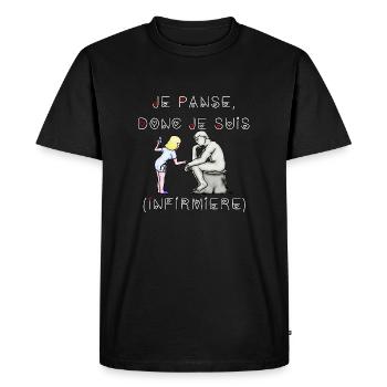 Je Panse donc je suis infirmière - T-shirt Premium bio Homme - noir - Devant - Nico (187cm)