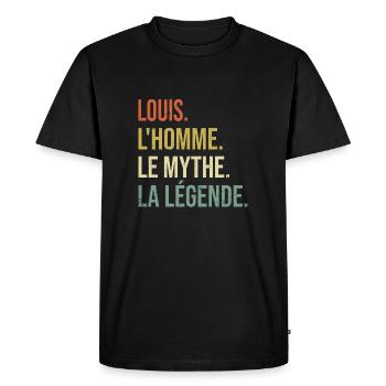 Louis L'homme Le Mythe La Légende Cadeau Humour - T-shirt Premium bio Homme - noir - Devant - Nico (187cm)