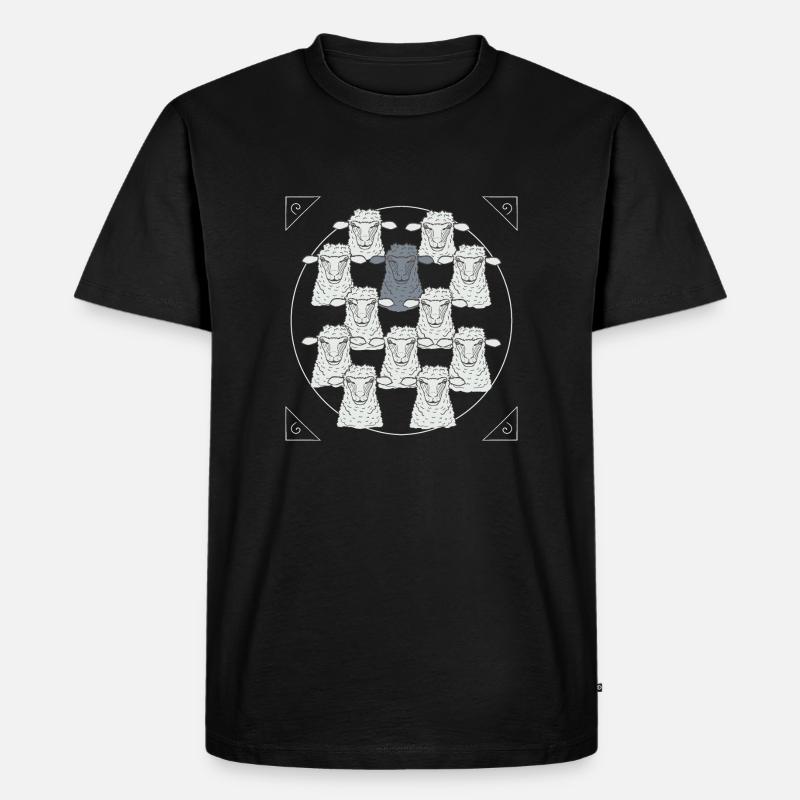 Schwarzes Schaf / Schafherde - Männer Premium Bio T-Shirt - Schwarz