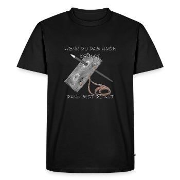 Kassette - Männer Premium Bio T-Shirt - Schwarz - Vorne - Nico (187cm)