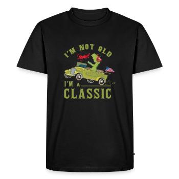 I'm not old i'm a classic t rex dinosaur riding ca - Men's Premium Organic T-Shirt - black - Front - Nico (187cm)