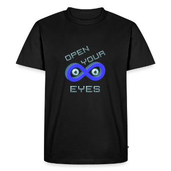 Open your eyes ouvrez vos yeux beaux yeux bleus - T-shirt Premium bio Homme - noir - Devant - Nico (187cm)