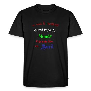 Le meilleur Grand Papa du monde - T-shirt Premium bio Homme - noir - Devant - Nico (187cm)