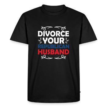 Divorce Your Republican Husband Divorcee Ex-Wife W - Men's Premium Organic T-Shirt - black - Front - Nico (187cm)
