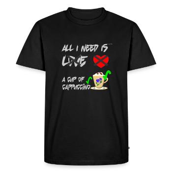All I need is a cup of cappuccino, but not Love - Men's Premium Organic T-Shirt - black - Front - Nico (187cm)