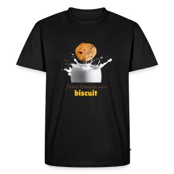 J'aime tremper mon biscuit - T-shirt Premium bio Homme - noir - Devant - Nico (187cm)