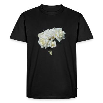 WHITE ROSE BUSH - Men's Premium Organic T-Shirt - black - Front - Nico (187cm)