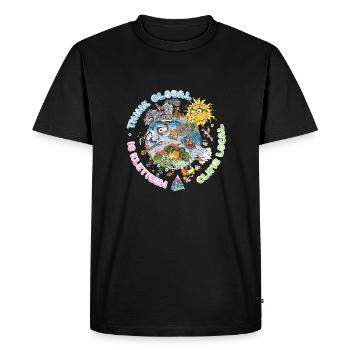 Pensez à l’escalade globale Fond sombre local - T-shirt Premium bio Homme - noir - Devant - Nico (187cm)