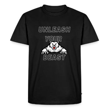 Chemise de gymnastique « Bar Strength Unleashed » - T-shirt Premium bio Homme - noir - Devant - Nico (187cm)
