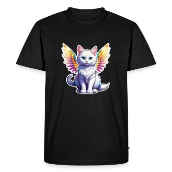 Cat with Wings - Men's Premium Organic T-Shirt - black - Front - Nico (187cm)