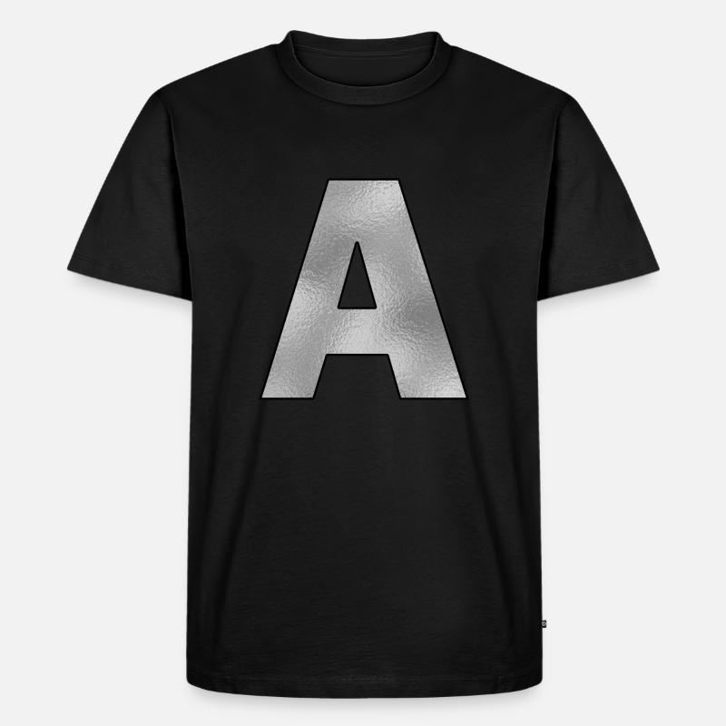 Buchstabe A Silber - Männer Premium Bio T-Shirt - Schwarz