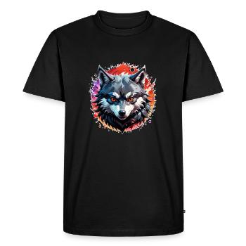 loup tatouage - T-shirt Premium bio Homme - noir - Devant - Nico (187cm)
