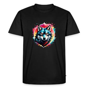 loup tatouage - T-shirt Premium bio Homme - noir - Devant - Nico (187cm)