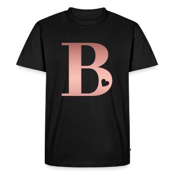 lettre B rose gold - T-shirt Premium bio Homme - noir - Devant - Nico (187cm)