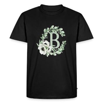 Lettre B avec des fleurs - T-shirt Premium bio Homme - noir - Devant - Nico (187cm)