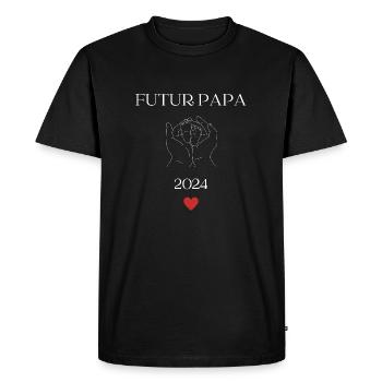 Futur papa 2024 - T-shirt Premium bio Homme - noir - Devant - Nico (187cm)