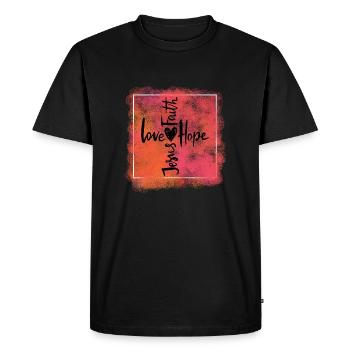Amour, foi, espérance, Jésus - T-shirt Premium bio Homme - noir - Devant - Nico (187cm)