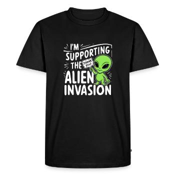 invasion extra terrestre - humour - T-shirt Premium bio Homme - noir - Devant - Nico (187cm)