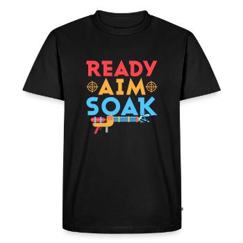 Ready Aim Soak Squirt Gun Summer Water Fun - Men's Premium Organic T-Shirt - black - Front - Nico (187cm)