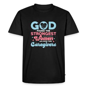 Dieu a trouvé les femmes les plus fortes pour s’occuper d’elles - T-shirt Premium bio Homme - noir - Devant - Nico (187cm)