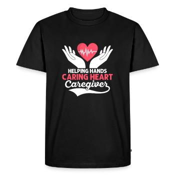 Mains serviables Cœur bienveillant Aidant Aidant - T-shirt Premium bio Homme - noir - Devant - Nico (187cm)